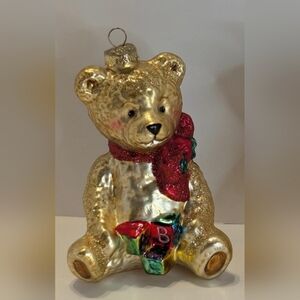 Old World Christmas OWC Bear With Toy ABC Blocks